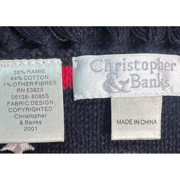 Grandmacore Christopher & Banks Christmas Scarf Snowman Stars USA 68 In Winter - Picture 5 of 6